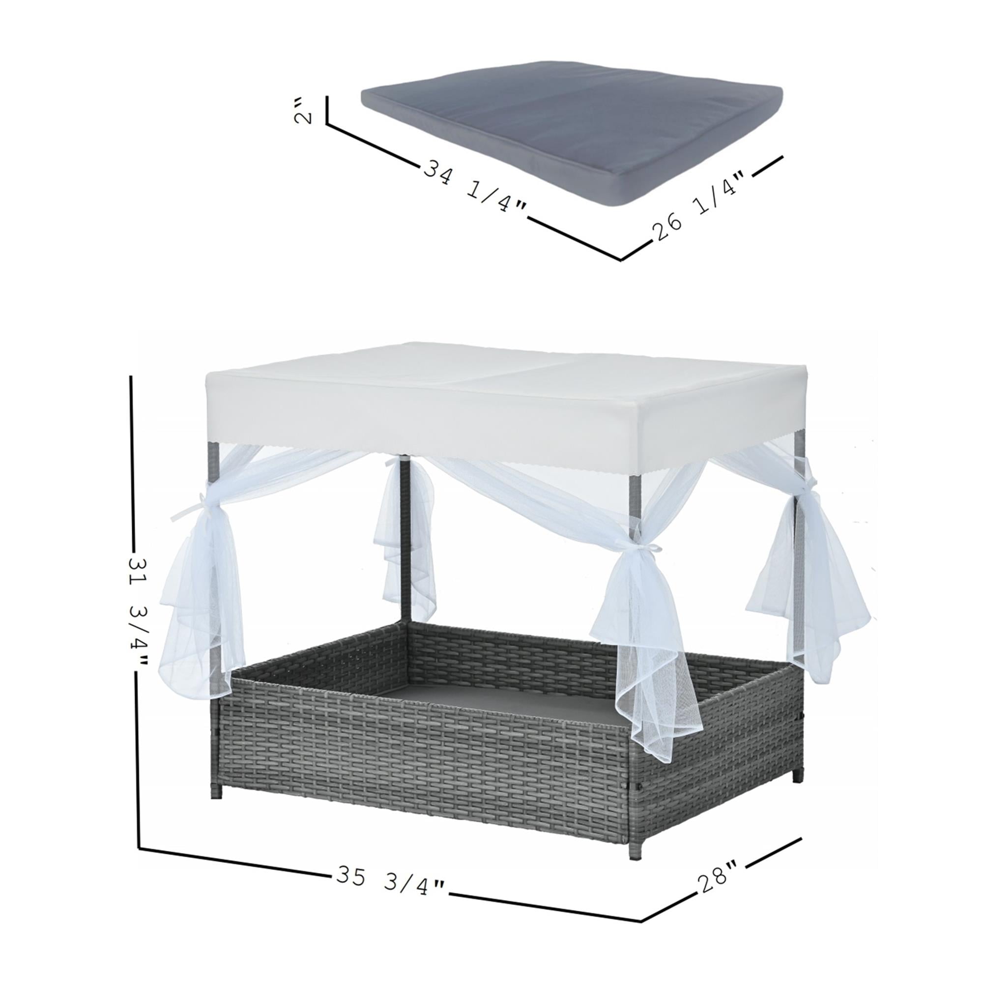 Pefilos 35" Pet Furniture Dog Bed with Provide Pet Mat, Seasonal PE Wicker Pet Furniture for Cat and Dog House/Kennel, Dark Gray Pefilos 35" Pet Furniture Dog Bed with Provide Pet Mat, Seasonal PE Wicker Pet Furniture for Cat and Dog House/Kennel, Dark Gray