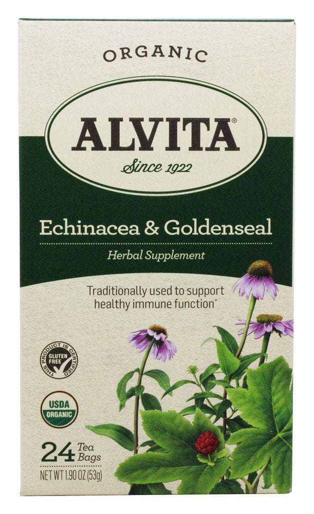 Alvita Organic Echinacea & Goldenseal Herbal Supplement Tea 24 Tea Bags