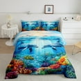 thumbnail image 2 of Erosebridal Dolphin Comforter Set Toddler Fish Bedding Set Ocean Creature Themed Comforter Sea Underwater World Quilt Set, 2 of 6