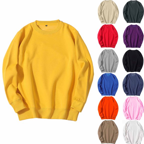 Danhjin Casual Sweatshirts for Men Crew Neck Long Sleeve Fall Winter Pullover Tops Comfy Outdoor Loose Fashion Tees Shirts