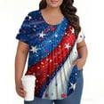 thumbnail image 5 of TQWQT Plus Size American Flag Tunic Tops for Women Dressy Summer Short Sleeve Blouses Stars and Stripes Print Crew Neck T Shirts Loose Casual Blouses Cyan 4XL, 5 of 5
