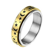 roliyen Titanium Stainless Steel Rotating Ring Stress Relief Anxiety Ring Size 5-12