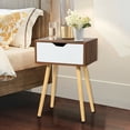thumbnail image 3 of Costway 2PCS Table de Chevet Côté Canapé Table de Rangement Tiroir Salon W / Jambe en Bois Massif, 3 of 10
