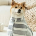 thumbnail image 2 of MXTPOV Dog Bathrobe Fast Drying with Hook and Loop Closure & Wrap Tie Snuggle, Cute Dogs Clothes, Machine Washable, Striped Bathrobe for Cats Dogs Puppy, Large, 2 of 5