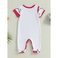 thumbnail image 4 of 4rth Of July Baby Boy Jumpsuit Short Sleeve Crew Neck Bubble Romper Letter Print Color Block One Piece Independence Day Clothes, 4 of 9