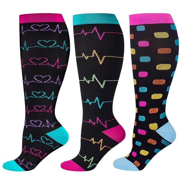 Calcetines de compresión LEVSOX, anchos para pantorrillas, extra grandes, 15-20 mmHg