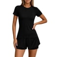 thumbnail image 4 of Two Piece Sets for Womens Summer Solid Color Thin Yoga Sports Outdoor Running Training Quick Drying Fitness Set Athletic Gym Yoga Outfits Summer Casual Outfits, 4 of 6