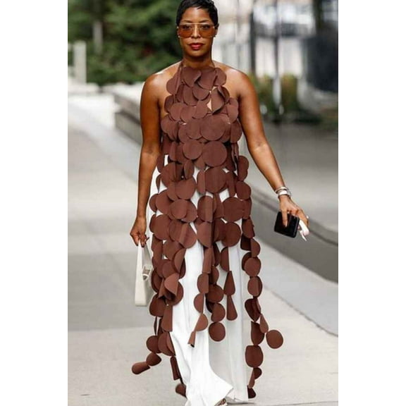 Sexy Multi Circle Irregular Sleeveless Open Back Top (S, Black)