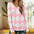 thumbnail image 2 of Long Sleeve Tops for Women Casual V Neck T-shirts with Graphic Print Loose Fit Tunic Tops Fall Spring Tees (S, Pink), 2 of 5