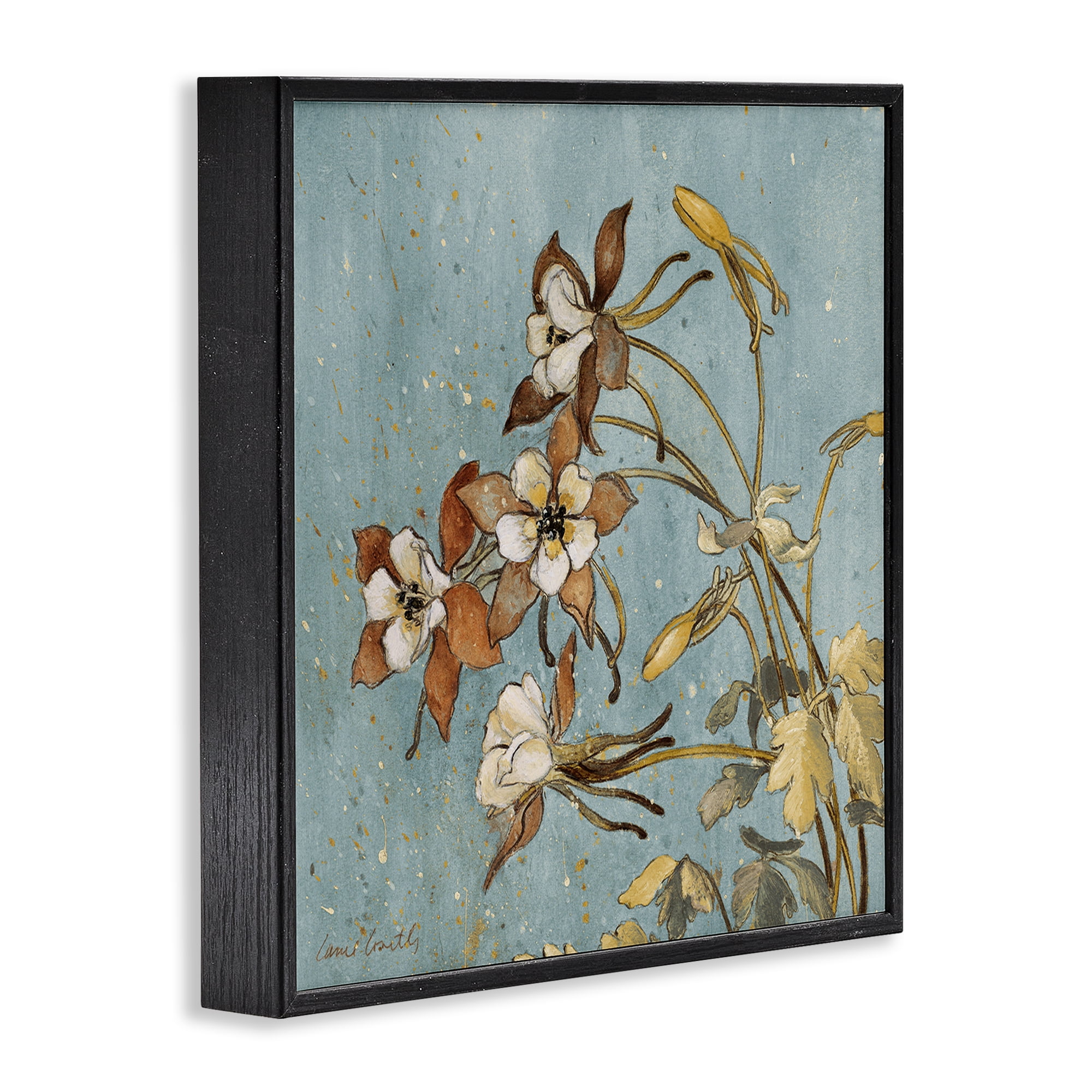 Stupell Industries Rustic Blooming Buds Botanical & Floral Painting Black Framed Art Print Wall Art, 17 x 17