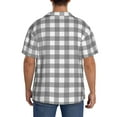 thumbnail image 3 of Yiaed Gray Checkboard Print Mens Casual Wrinkle Free Shirts Short Sleeve Button Down Summer Stretch Dress Shirt-3X-Large, 3 of 5
