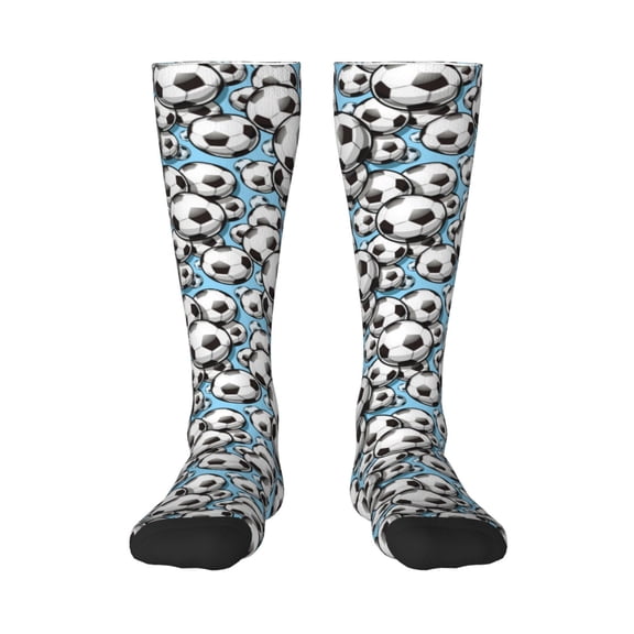 Honeii Football Soccer Ball Print Long Socks,Novelty Design Socks Gift for Men and Women,Crew Socks,Calf Socks