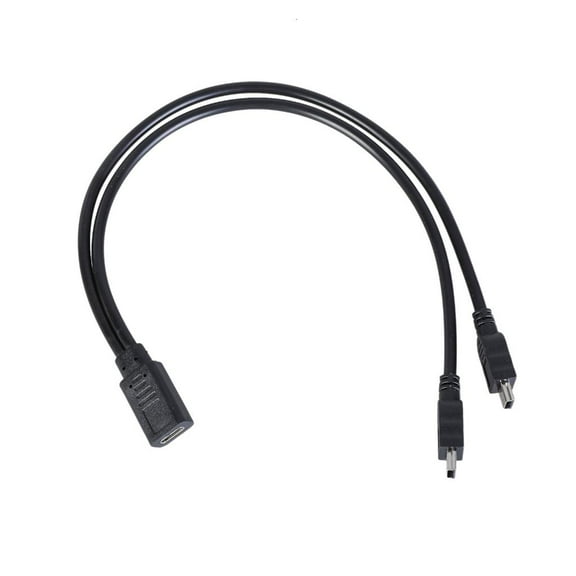 HONCLL USB C Female to Double Mini USB Male Splitter Converter Adapter Extension Connector Cable Charging Cable for Phone