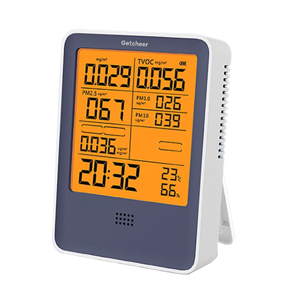 Getcheer Air quality measurement apparatus, namely, particle counters, Indoor Air Quality Monitor 16 in 1 with 9AQI+7 AQI Alert Buzzers