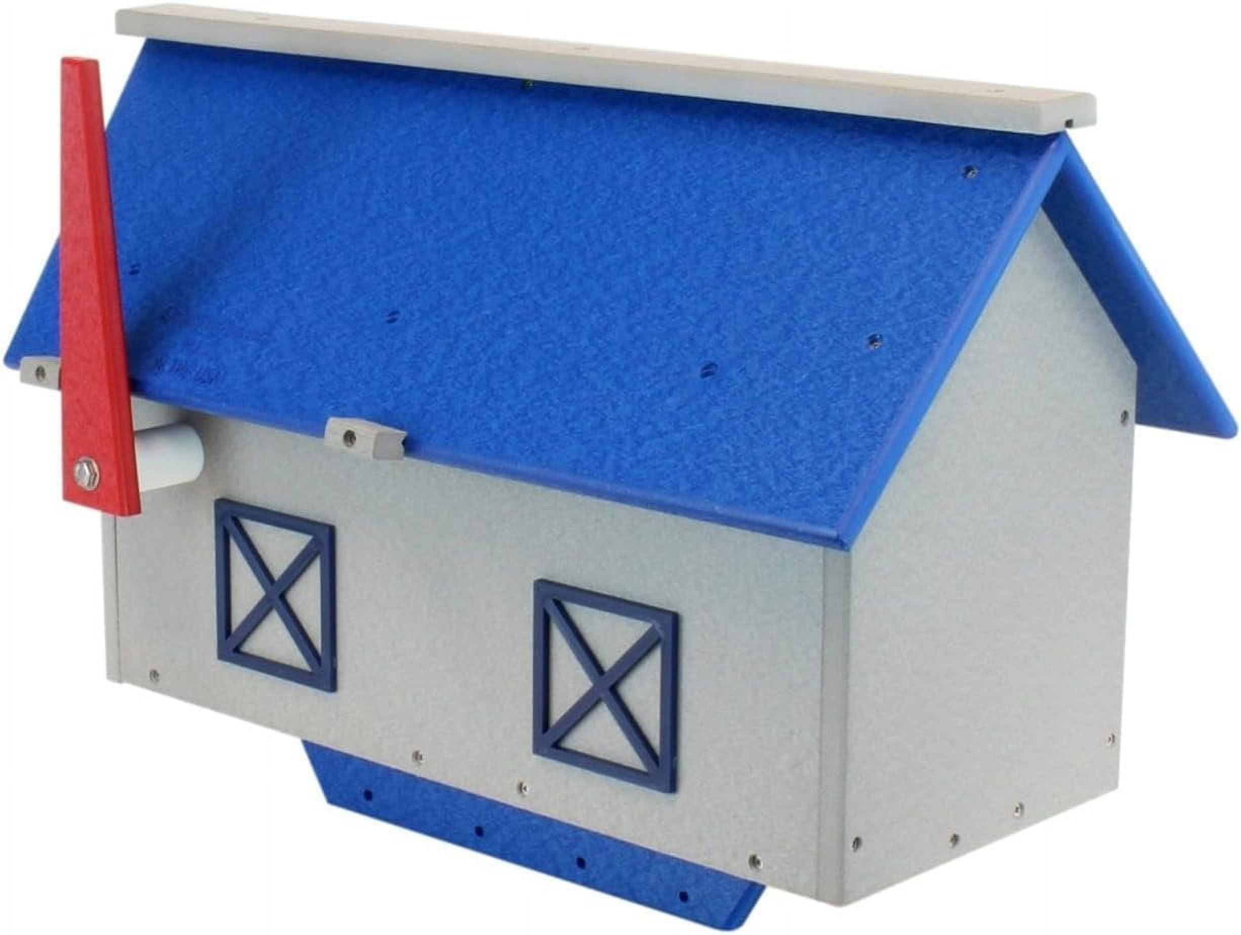 AmishToyBox.com Mailbox, Post Mount, Made with Weather-Proof Poly Lumber, UV-Resistant, Blue and Light Gray