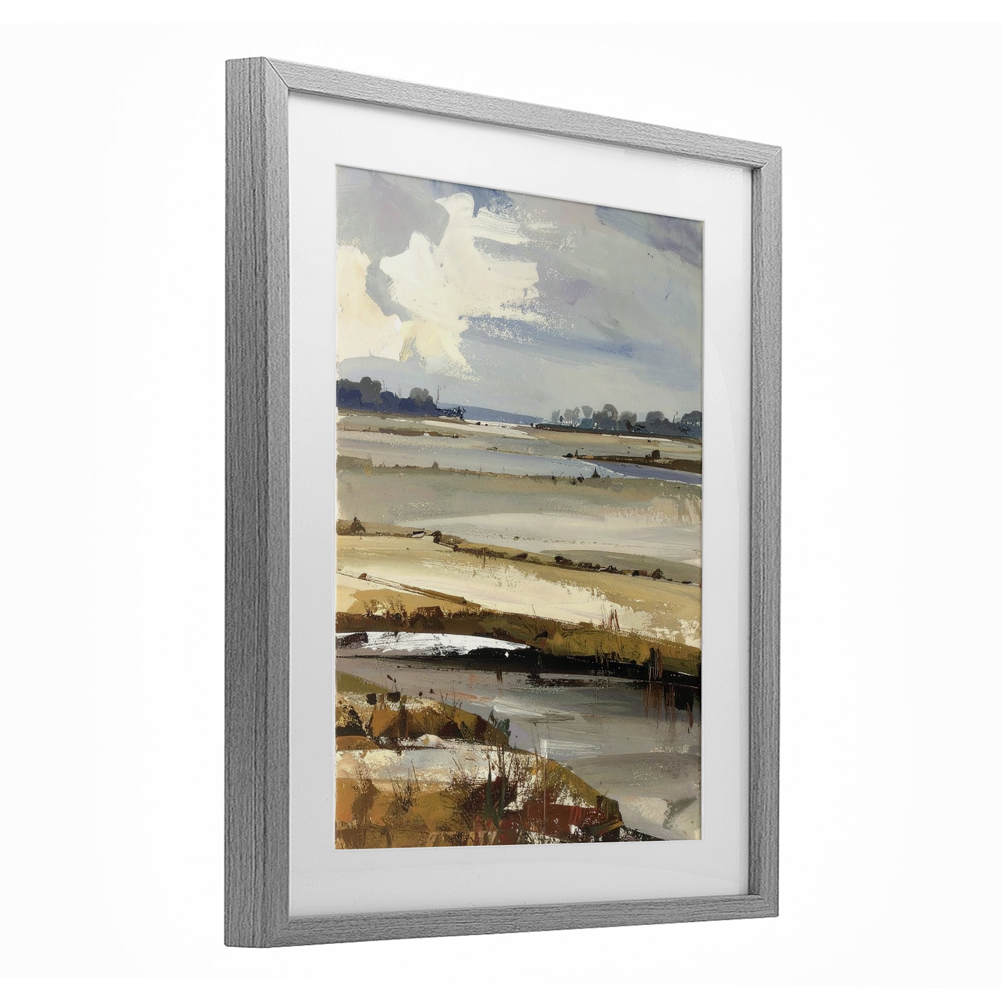 Stupell Industries Earthy Distant Horizon Gray Framed Print Under Glass, design by Alonza Saunders