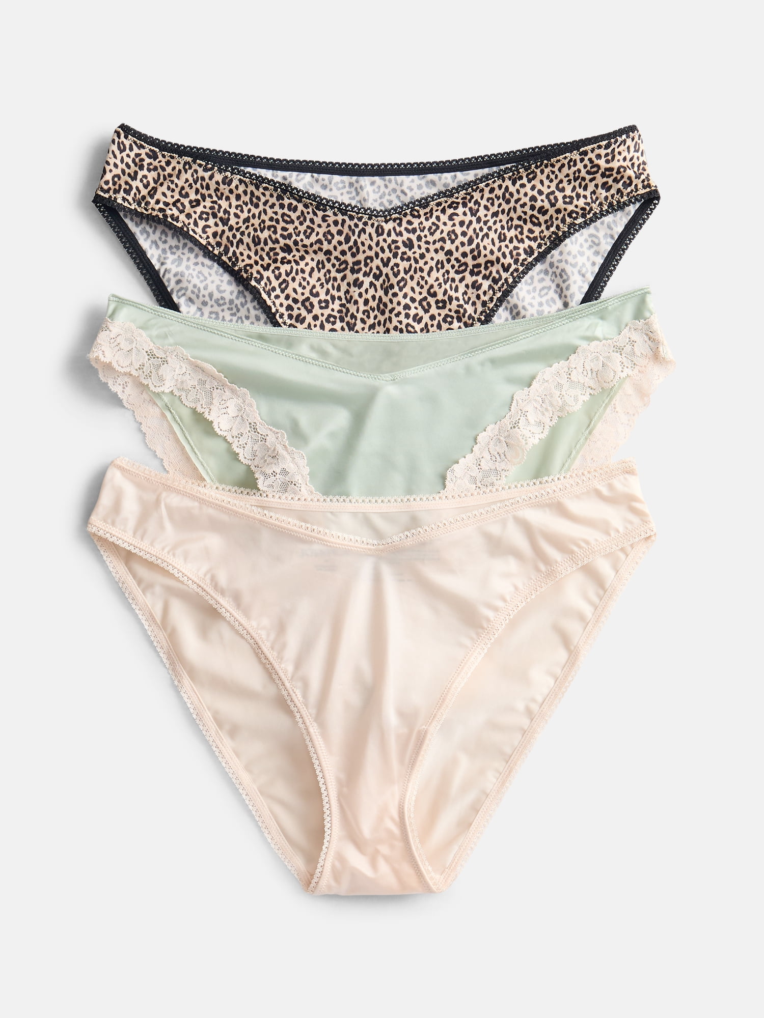 Joyspun Women's Shine & Lace Cheeky, 3-Pack, XS - XXXL