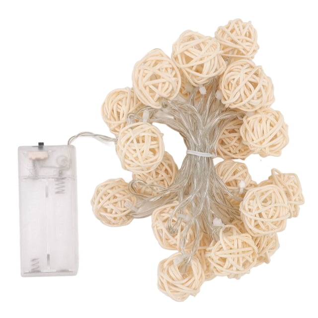 Luces de cadena de linterna de ratán, luces de cadena de linterna de bola de ratán de 3 m Luces de cadena de bola de ratán Uso conveniente