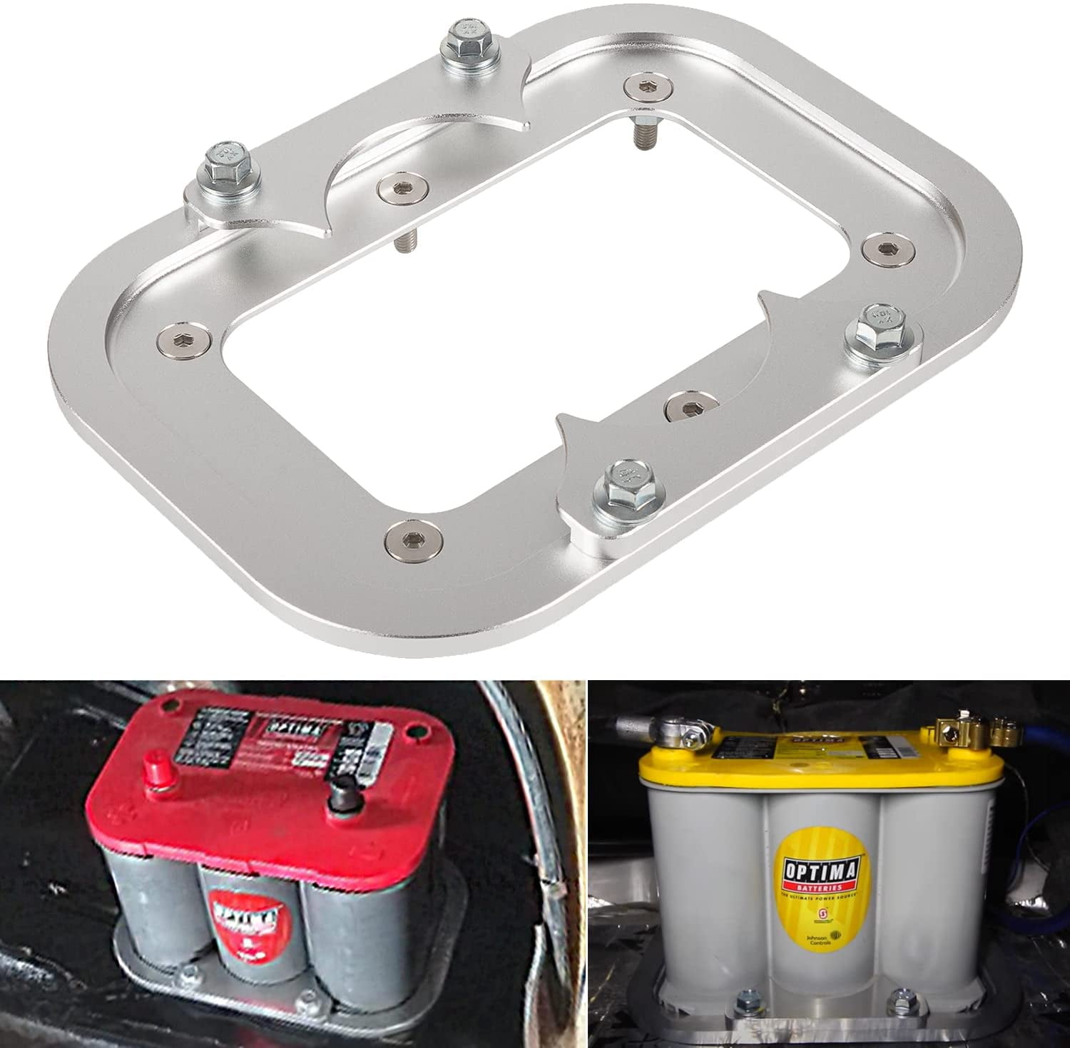 Optima Batteries Universal Battery Tray Hold Down Trunk Battery Relocation Box Car Battery Holder