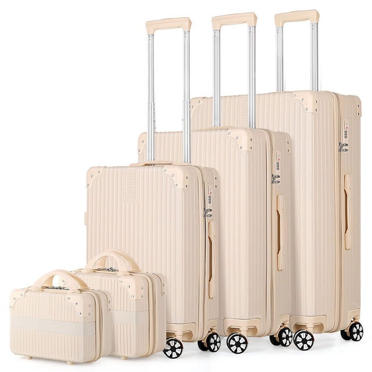Hikolayae Sunshine Collection Hardside Spinner Luggage Sets in Beige, 5 Piece - TSA Lock