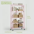 thumbnail image 6 of 5 Tier Foldable Storage Shelves with Wheels, 28"Lx13"Dx63"H Foldable Shelves, Freestanding Wire Metal Shelf for Storage, No Assembly Rack for Garage Kitchen, Basement, Pantry(Pink), 6 of 8
