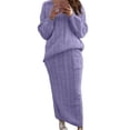 thumbnail image 1 of Conjunto de falda larga y suéter con hombros descubiertos y manga larga de punto para mujer, traje de 2 piezas de Color puro, color morado, S, 1 of 4