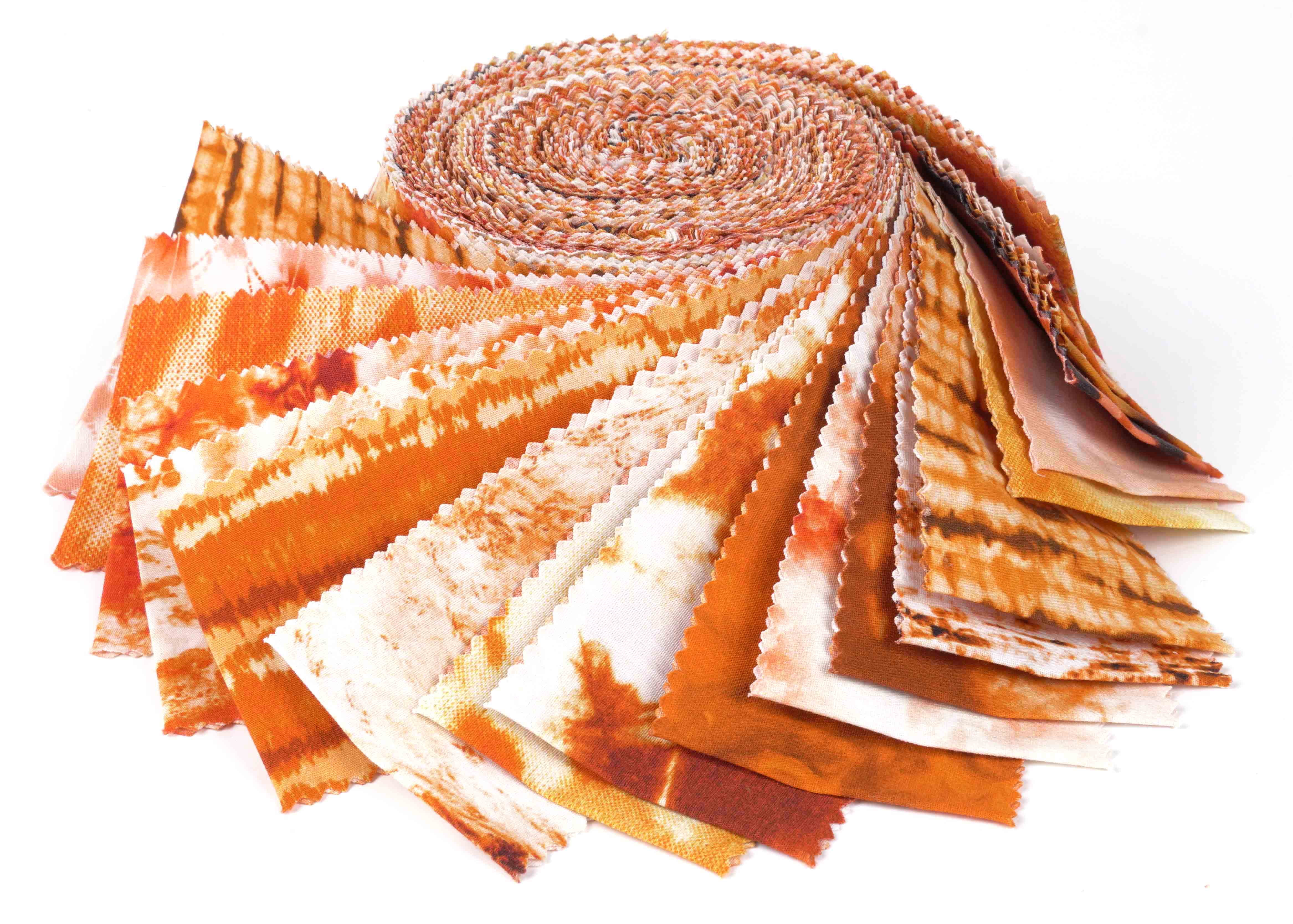 Soimoi 40Pcs Tie Dye Print Cotton Precut Fabrics For Quilting Craft Strips 2.5x42inches Jelly Roll - Orange