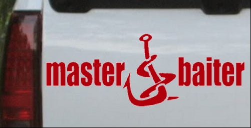 (6in X 16.4in White) Master Baiter Funny Fishing Car or Truck  Window Laptop Decal Sticker