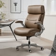 thumbnail image 5 of Shaquille O'Neal Cenzo Ergonomic Big and Tall Office Chair ,Flip-Up Arms PureSoft Upholstery High-Back Desk Chair with 400 lb Capacity, Brown, 5 of 13