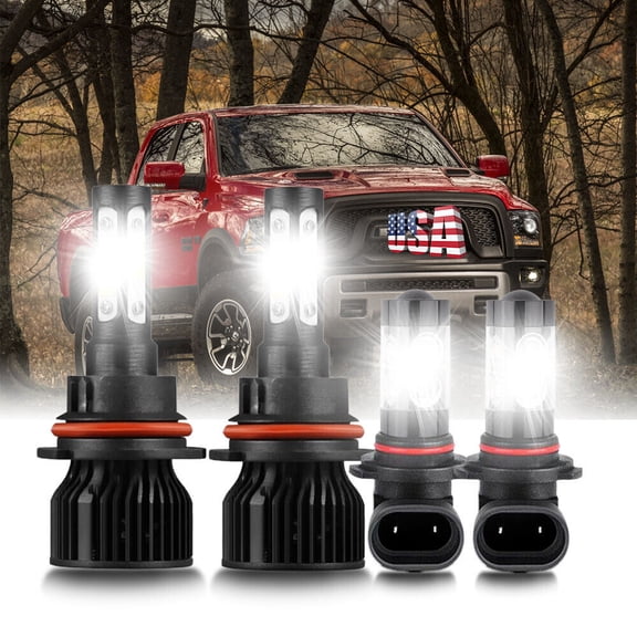 4PCS LED Headlights Fog Lights 9007/9145 for 2002-2004 Dodge Ram 1500 2500 3500