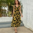 thumbnail image 3 of Wild Yellow Sunflowers on Black Background Womens Night Club Maxi Dress V Neck Sleeveless Bohemia Long Dresses, 3 of 9