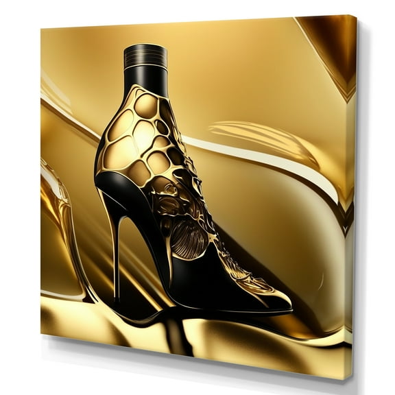 Designart Gold Champagne Heel V Canvas Wall Art