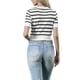 thumbnail image 3 of Camiseta de manga corta a rayas INSPIRE CHIC para mujeres, camiseta de cuello redondo, suéter corto de punto casual de verano 2026, S negro a rayas, 3 of 6