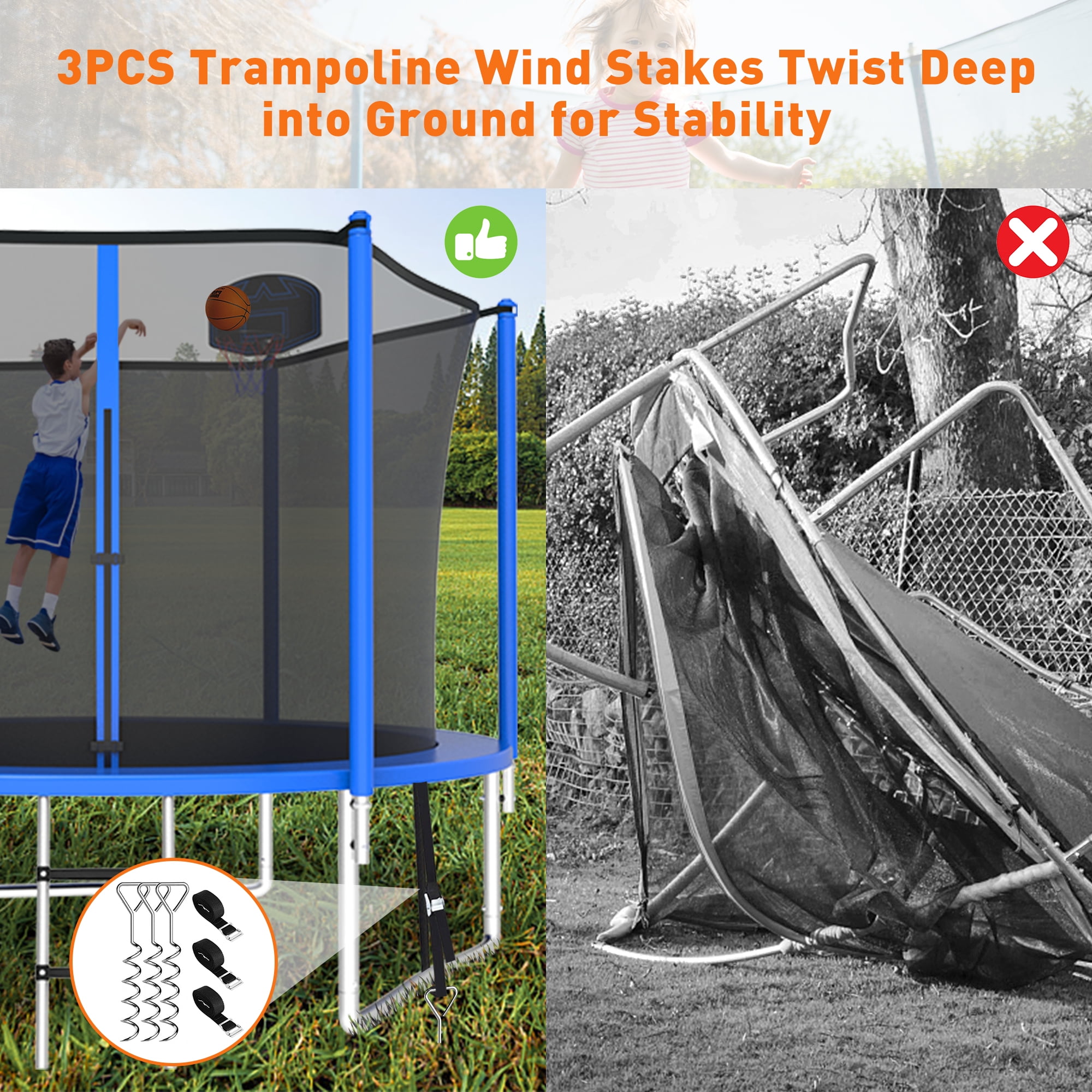 CITYLE Trampoline 10FT for Kids and Adults 1000LBS Weight Capacity, Heavy Duty Outdoor Trampolines with Basketball Hoop and Enclosure Net for Backyard, Birthday Gift