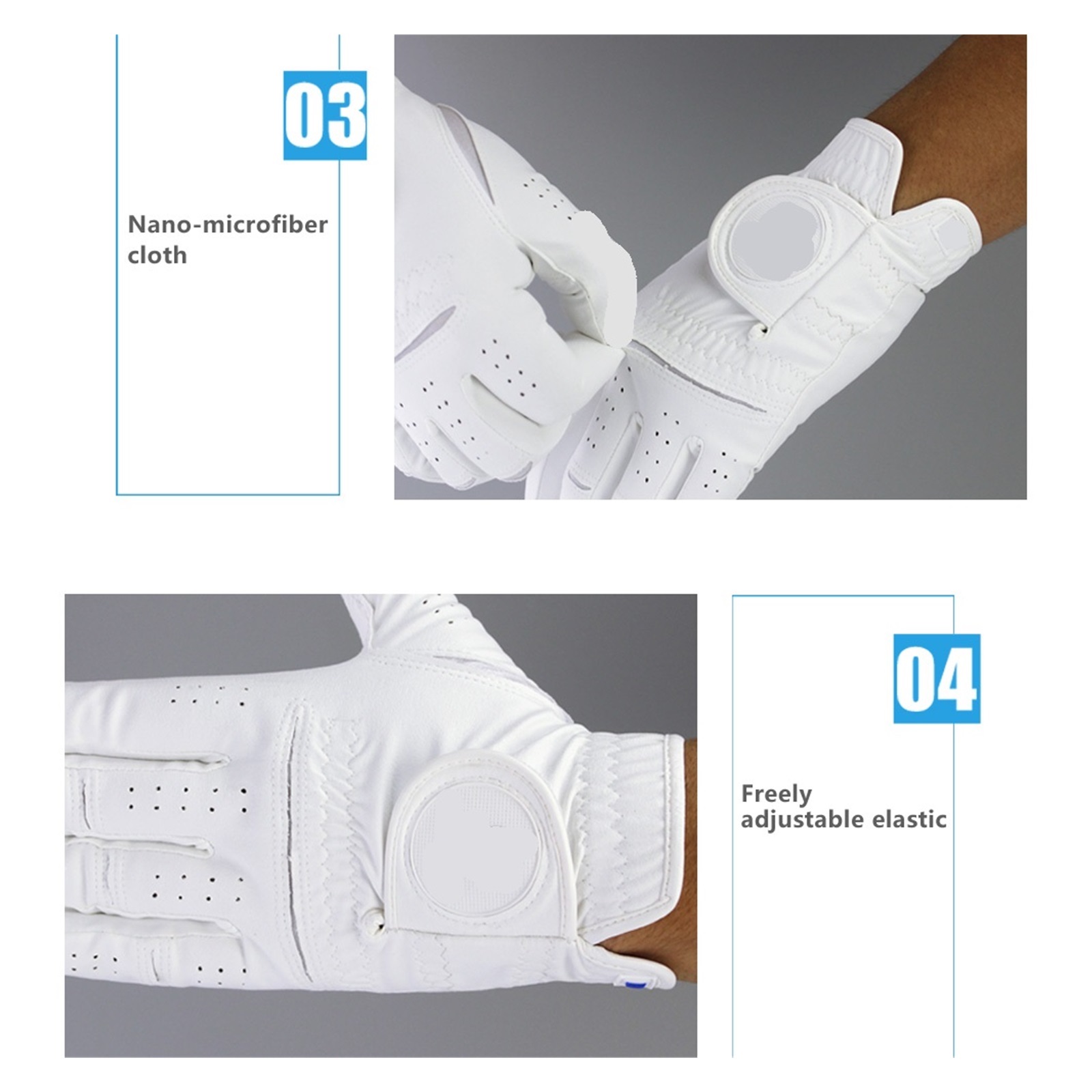 1Pair Men's Golf Gloves, Microfiber Cloth Soft Fit Sport Grip Durable Gloves ,Flexible and Comfortable
