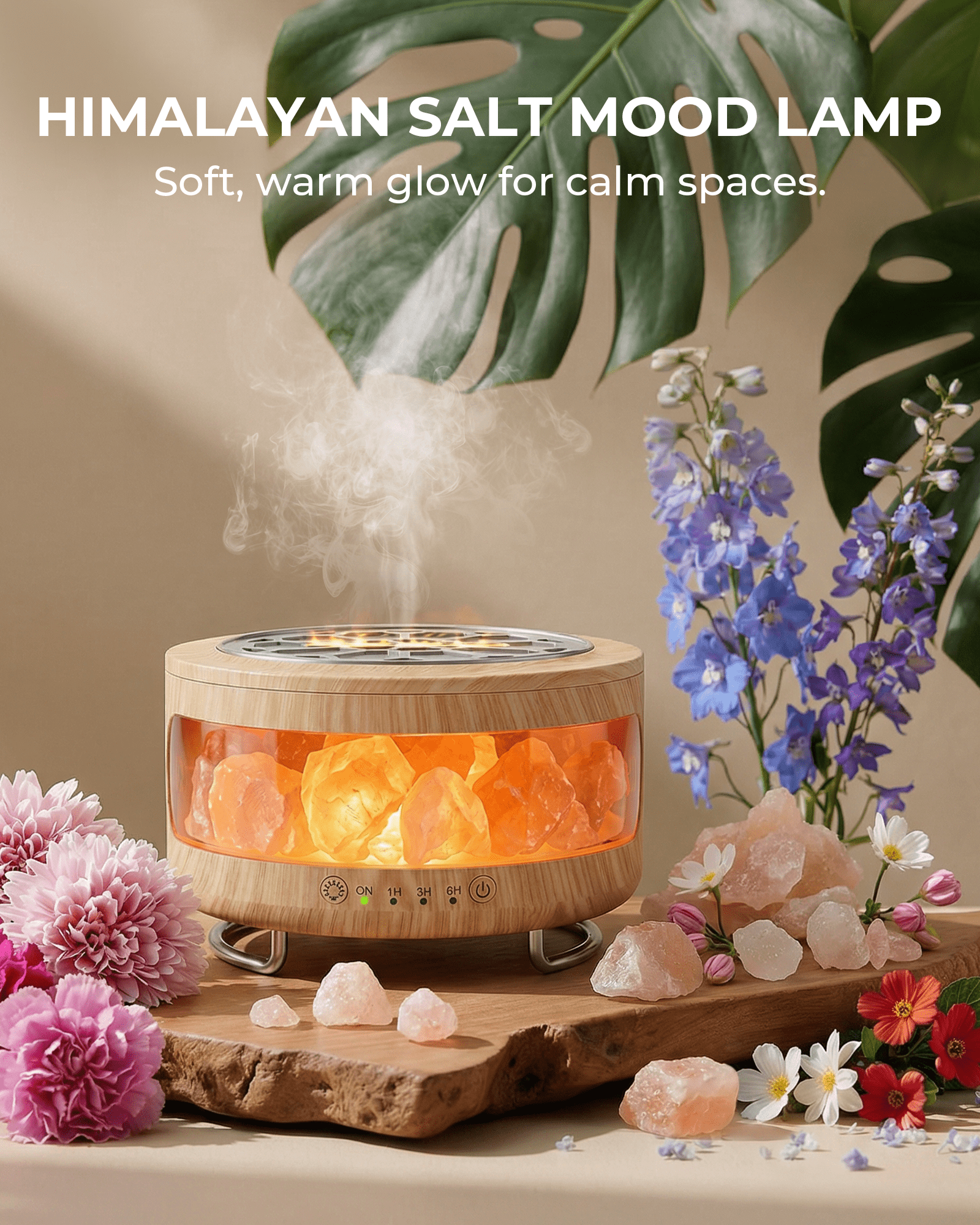 Ultrasonic Essential Oil Diffuser, 2-in-1  Cool Mist Humidifiers & Himalayan Salt Lamp, Aromatherapy Diffuser Portable Mini Humidifier for Bedroom / Plants / Travel / Desk