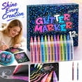 thumbnail image 2 of Fine Tip Acrylic Paint Pens with Metallic Glitter Ink, Acrylic Paint Pens for Rock Painting and Wood, Fabric, & Diy Crafts, 12/24/36 Count Set for Adult Coloring Markers and Gift, 2 of 8