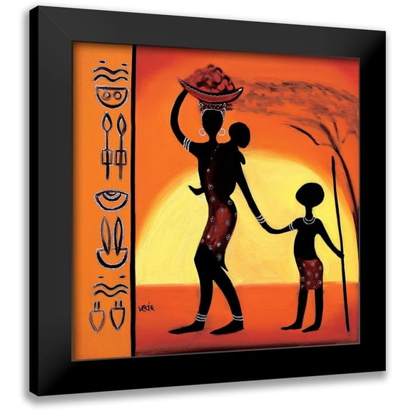 Veda 12x12 Black Modern Framed Museum Art Print Titled - Black Family II