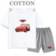 thumbnail image 3 of Conjunto de camiseta y pantalones cortos de verano para niños, camiseta de algodón de manga corta con dibujos de coches y pantalones, conjunto de 2 piezas, ropa para niñas y niños, conjunto para bebés, 3 of 5
