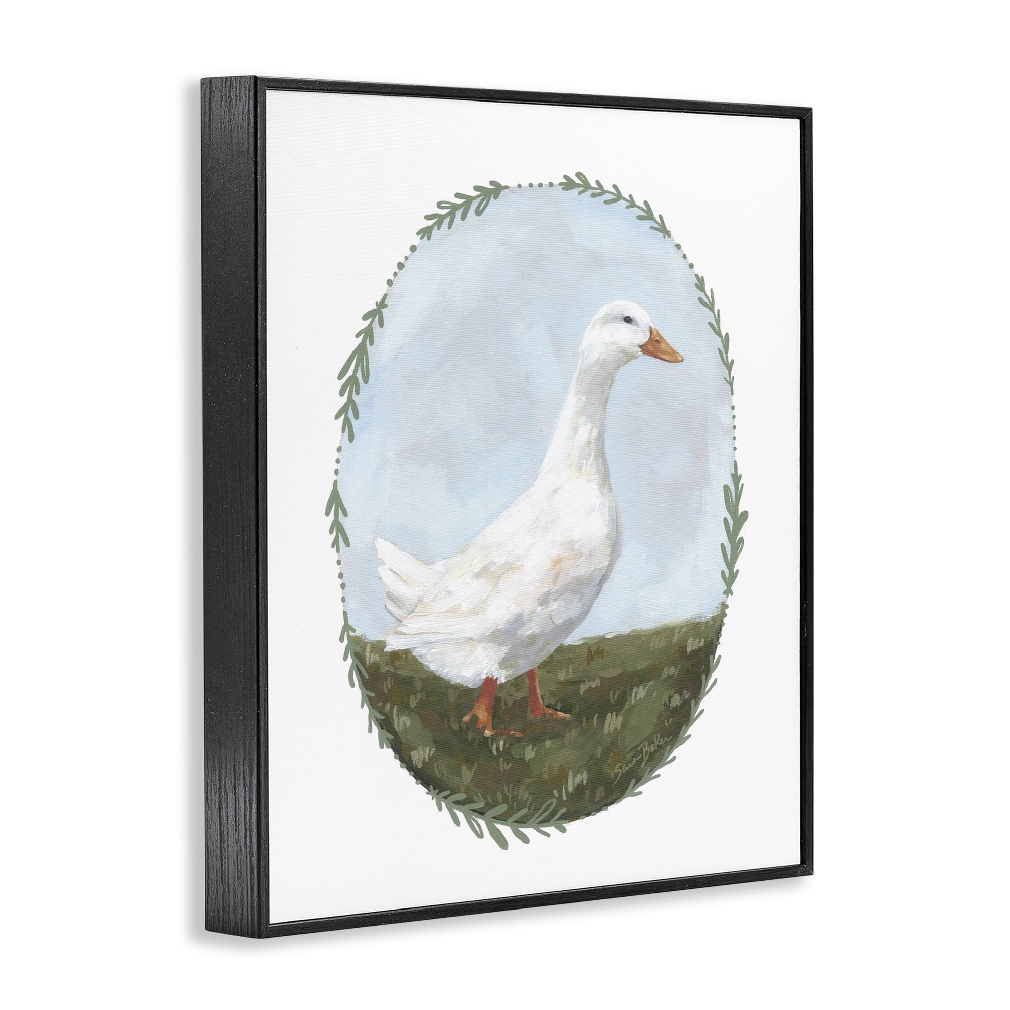 Stupell Industries Gentle Duck in Meadow Black Framed Giclee Art, design by Sara Baker