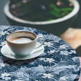 thumbnail image 3 of Ambesonne Jungle Scene Fitted Round Tablecloth, Monstera Hibiscus Art, 56"- 60" Diameter, Off White Pale Azure Blue, 3 of 5