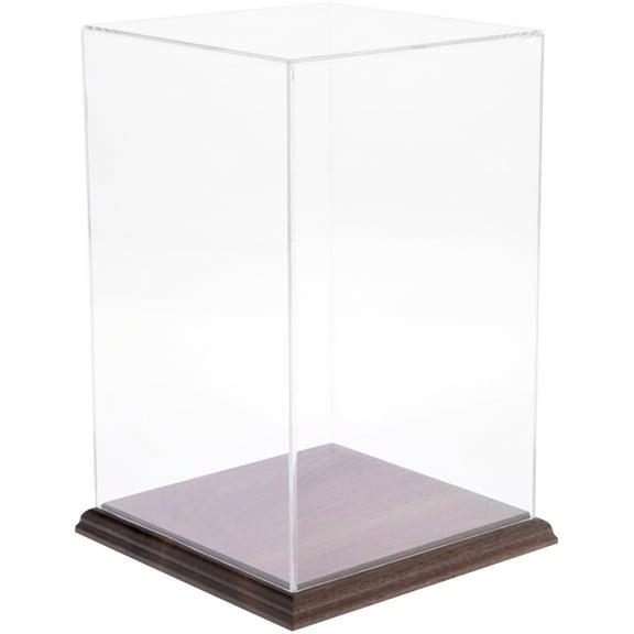 Plymor Clear Acrylic Display Case with Hardwood Base, 7" W x 7" D x 11" H