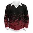 thumbnail image 6 of JULMCOMO Halloween Waffle Polo Shirts for Men All Over Bat Print Long Sleeve Collared Loose Fit Casual Golf Shirts Holiday Party Tops Wine 2XL, 6 of 6
