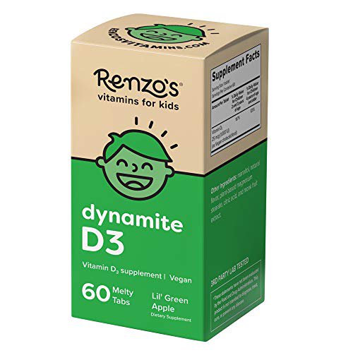 Renzo's Dynamite D3, Dissolvable Vegan Vitamins for Kids, Zero Sugar
