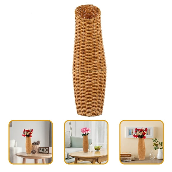 CATIEBYE Farmhouse Vase Rattan Imitation For Office 1Pcs 16.5X5.1X5.1In