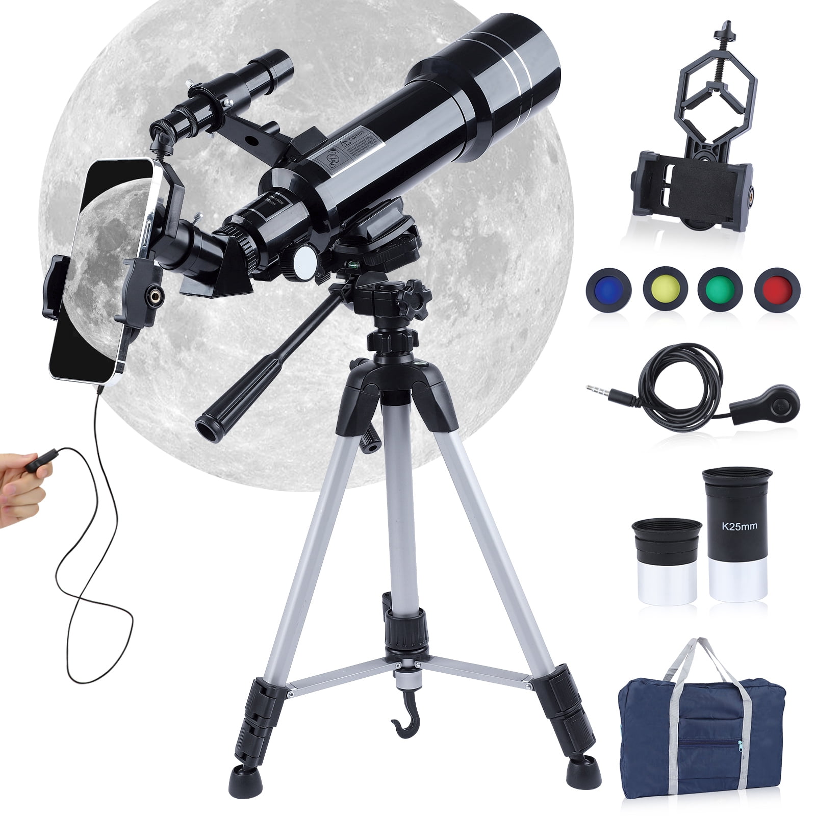 Details about   70mm Astronomical Telescope F30070 w/ Tripod  Zoom HD Outdoor Monocular Moon New 