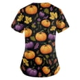 thumbnail image 4 of Halloween Party Costumes Women Short Sleeve Basic Scrub T Shirts Pumpkin Decor Graphic Loose Fit Summer Fall Blouse Orange 2XL, 4 of 5