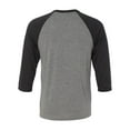 thumbnail image 3 of Unisex Three-Quarter Sleeve Baseball Tee Color Grey/ Charcoal Black Triblend Medium Size, 3 of 4