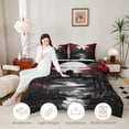 thumbnail image 3 of Homewish Japanese Samurai Twin Comforter Sets for Boys, Retro Ukiyoe Bedding Set, Black Gray Red, Black Reversible 2pcs, 1 Comforter and 1 Pillowcase, 3 of 6