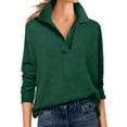 thumbnail image 3 of Wutalume Women's Fashion V-Neck Pullover Knitted Sweater Top, Flattering Silhouette, Soft Fabric for Everyday Elegance and Easy Styling,Army Green L, 3 of 8